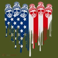Messy Bun Skulls USA American Flag Painted Heart Kids Hoodie thumb 2