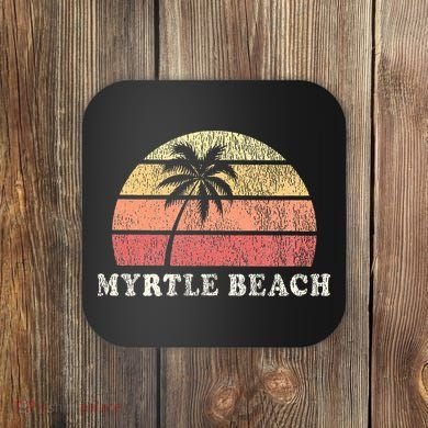 Myrtle Beach Sc Vintage 70s Retro Throwback Design Coaster