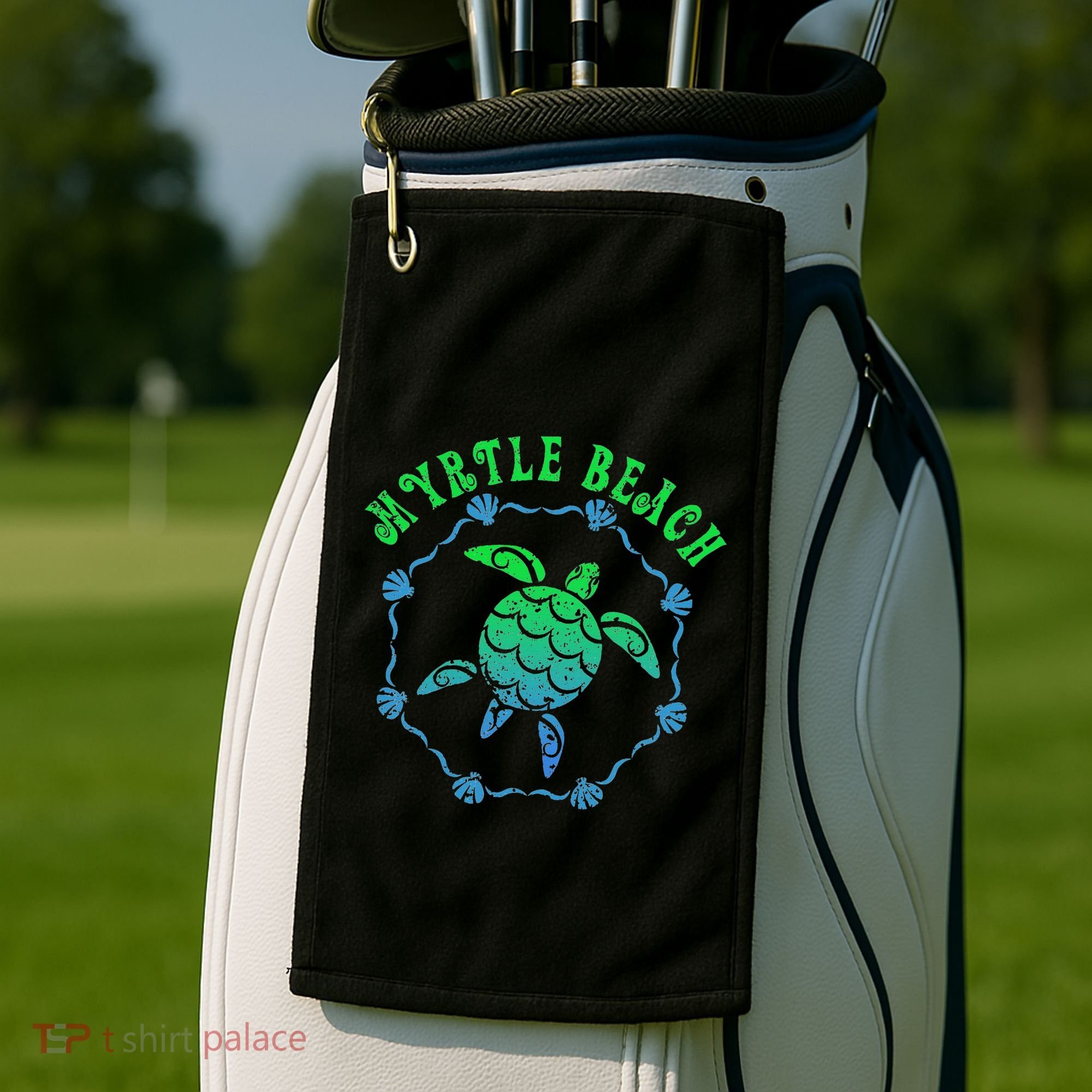 Myrtle Beach T Retro Tribal Turtle Gift Golf Towel