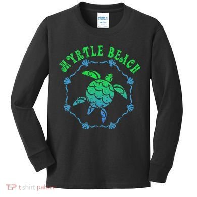 Myrtle Beach T Retro Tribal Turtle Gift Kids Long Sleeve Shirt