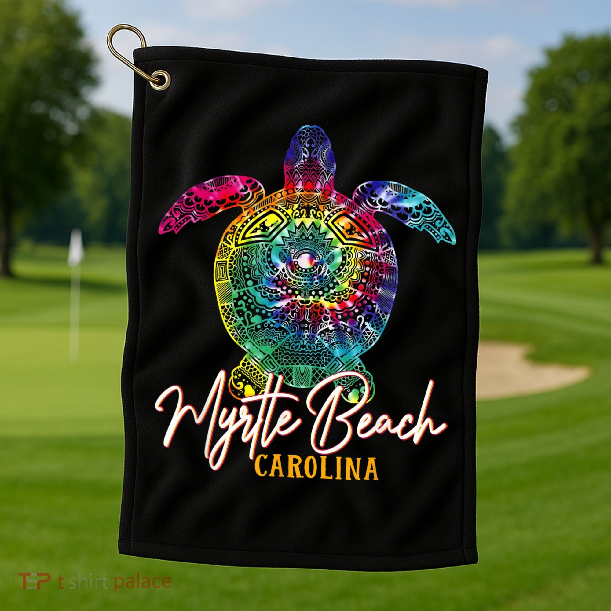 Myrtle Beach Tie Dye Sea Turtle Carolina Family Vacation Golf Towel