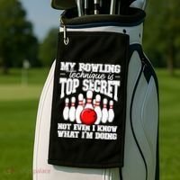 My Bowling Technique Is Top Secret Funny Bowling Bowler Golf Towel thumb 2