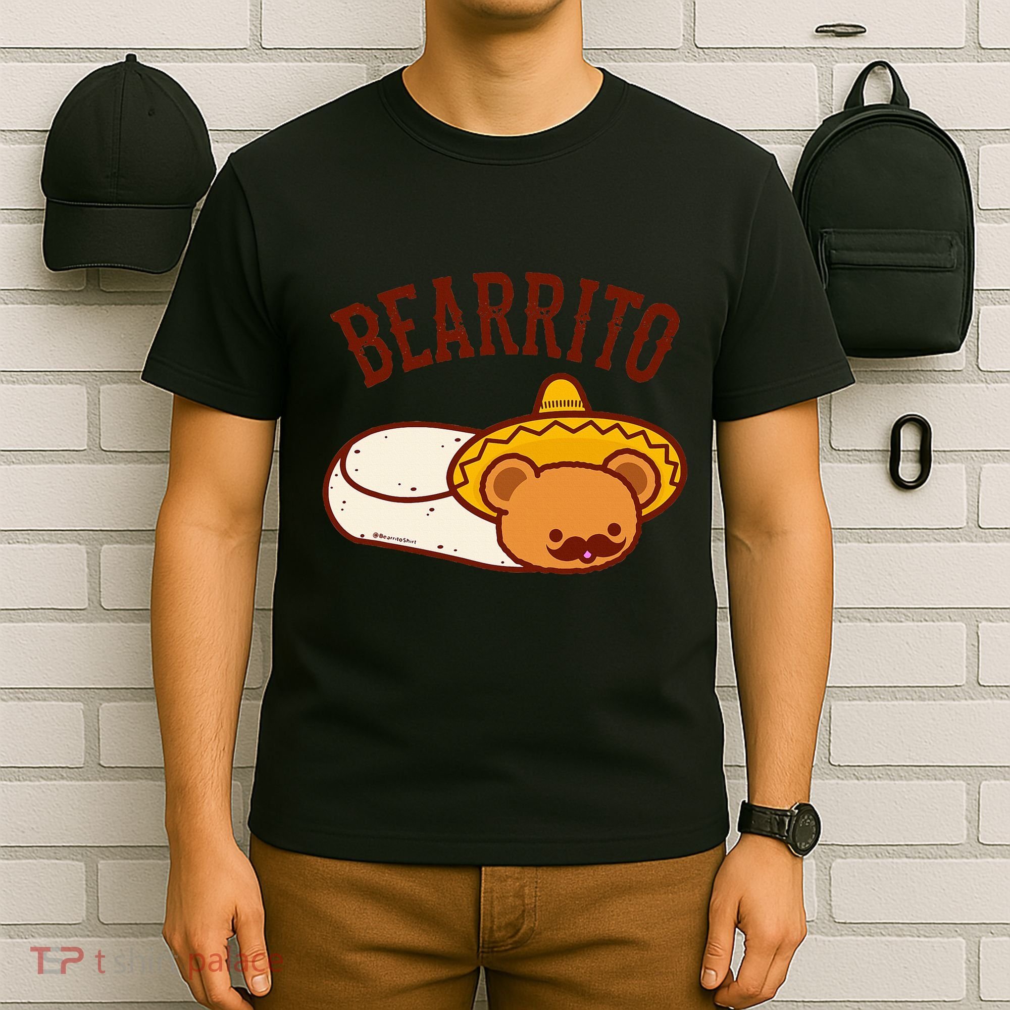 Mexican Bearrito Teddy Bear Burrito With Mustache T-Shirt