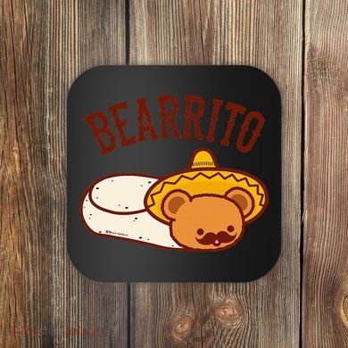 Mexican Bearrito Teddy Bear Burrito With Mustache Coaster