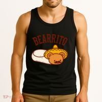 Mexican Bearrito Teddy Bear Burrito With Mustache Tank Top thumb 3