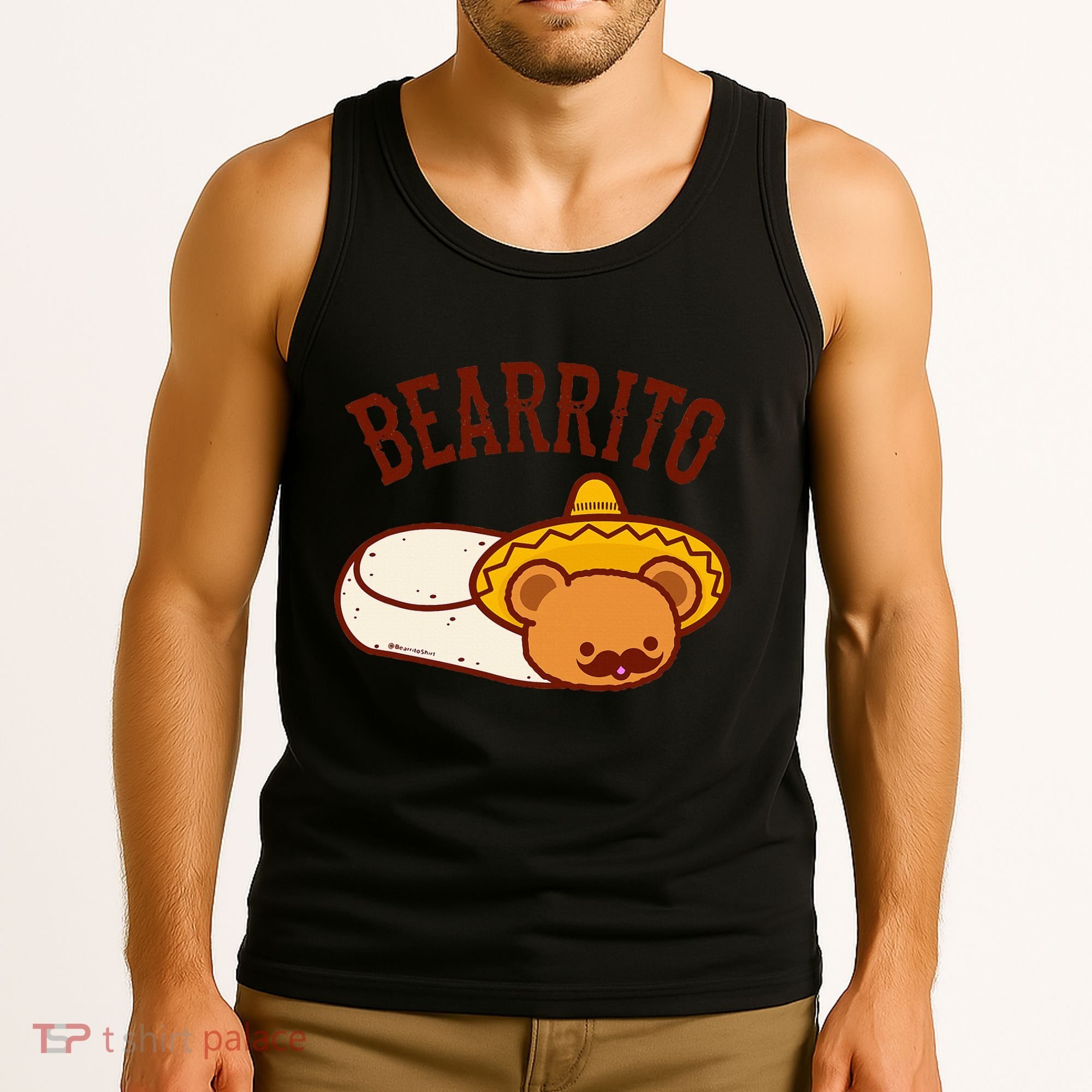 Mexican Bearrito Teddy Bear Burrito With Mustache Tank Top