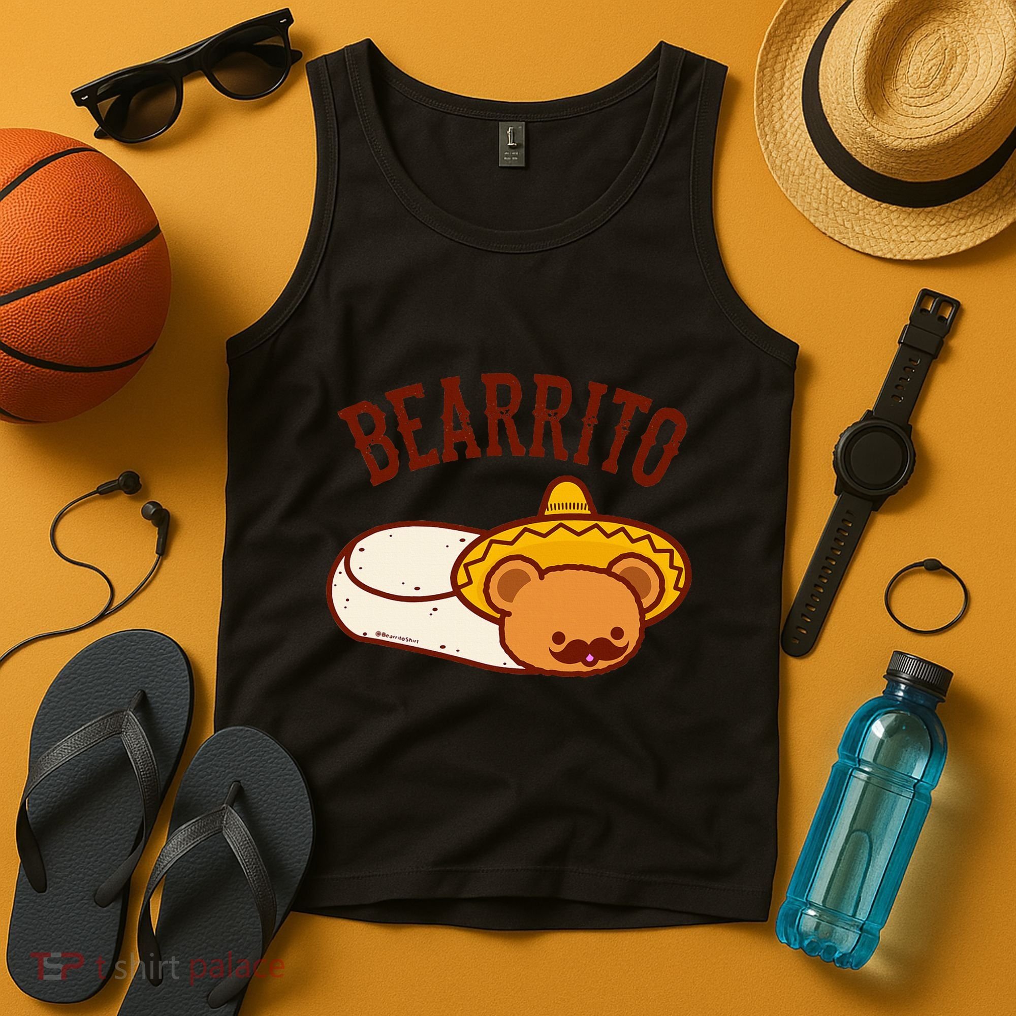 Mexican Bearrito Teddy Bear Burrito With Mustache Tank Top