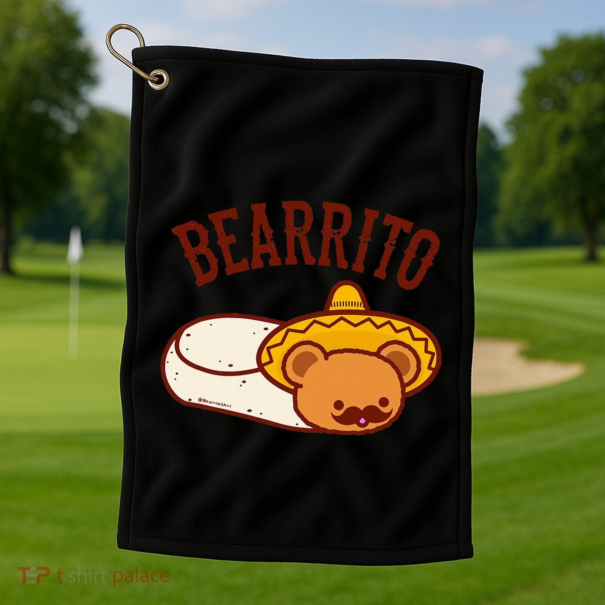 Mexican Bearrito Teddy Bear Burrito With Mustache Golf Towel