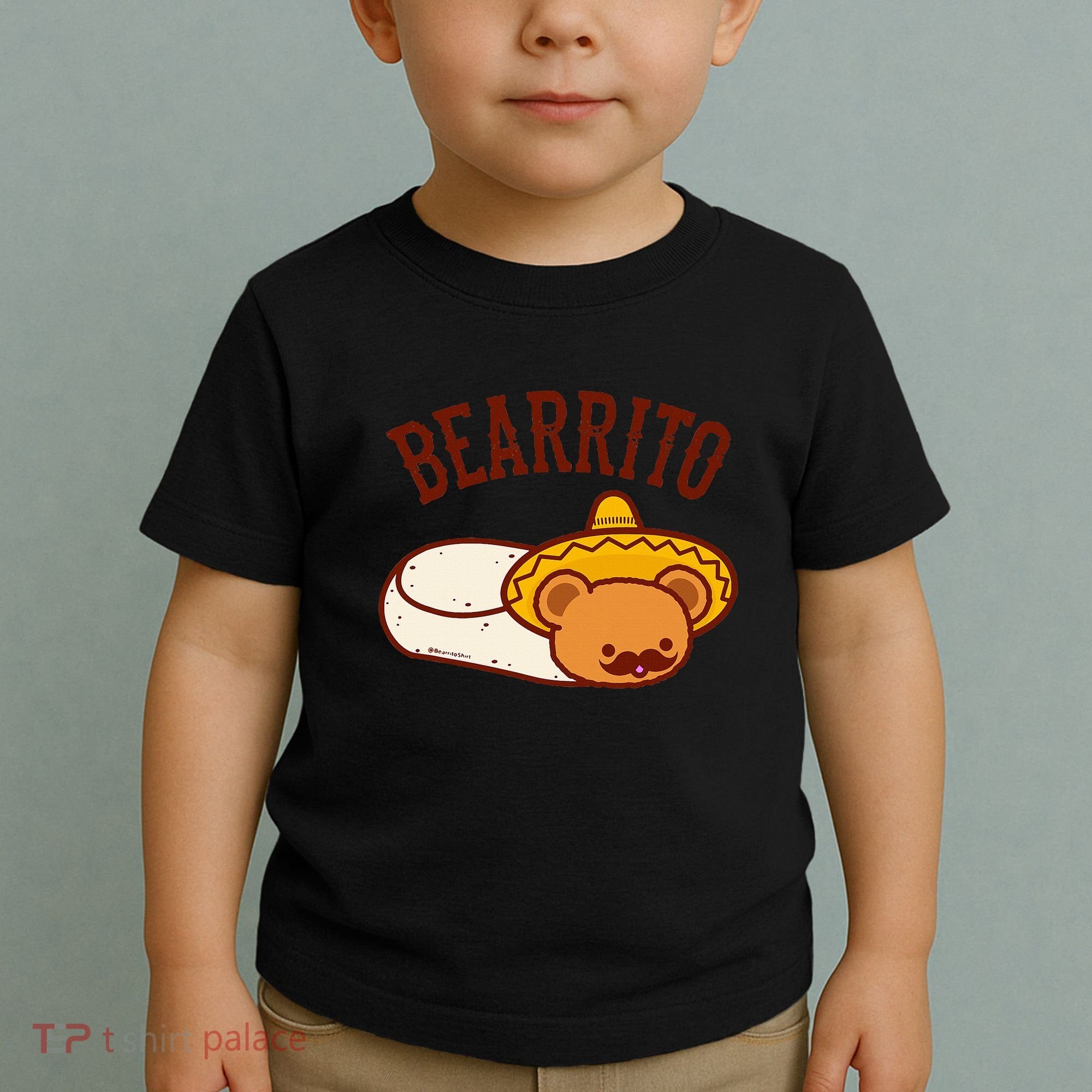 Mexican Bearrito Teddy Bear Burrito With Mustache Toddler T-Shirt