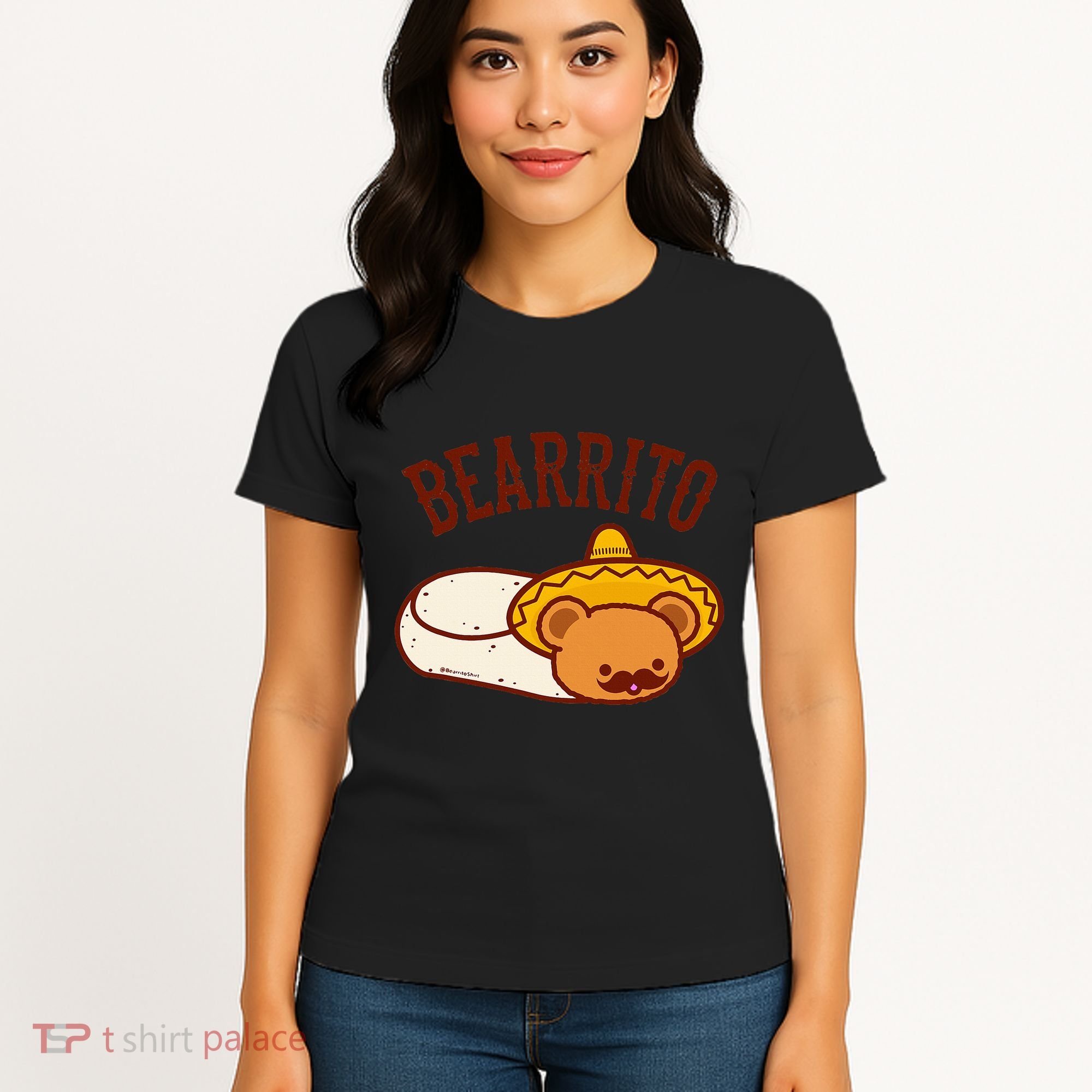 Mexican Bearrito Teddy Bear Burrito With Mustache Women's T-Shirt