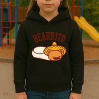 Mexican Bearrito Teddy Bear Burrito With Mustache Kids Hoodie thumb 3