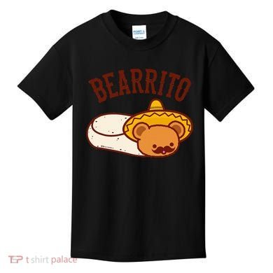 Mexican Bearrito Teddy Bear Burrito With Mustache Kids T-Shirt