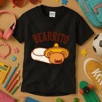 Mexican Bearrito Teddy Bear Burrito With Mustache Kids T-Shirt thumb 3
