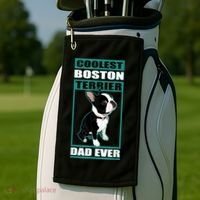 Men Boston Terrier Dad Dog Owner Boston Terrier Golf Towel thumb 2