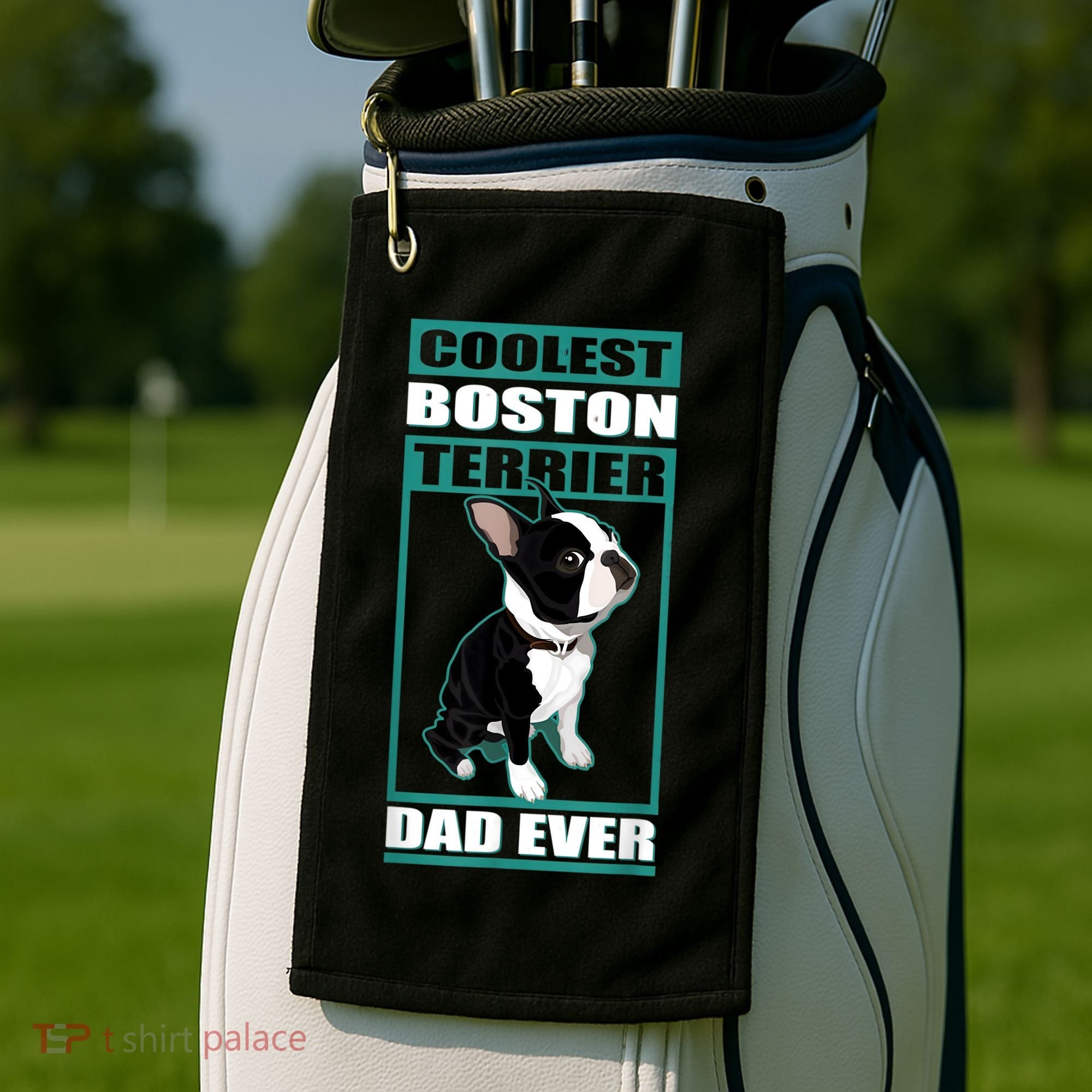 Men Boston Terrier Dad Dog Owner Boston Terrier Golf Towel