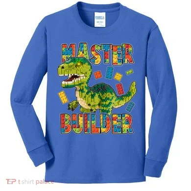 Master Builder T-Rex Dinosaur Kids Long Sleeve Shirt