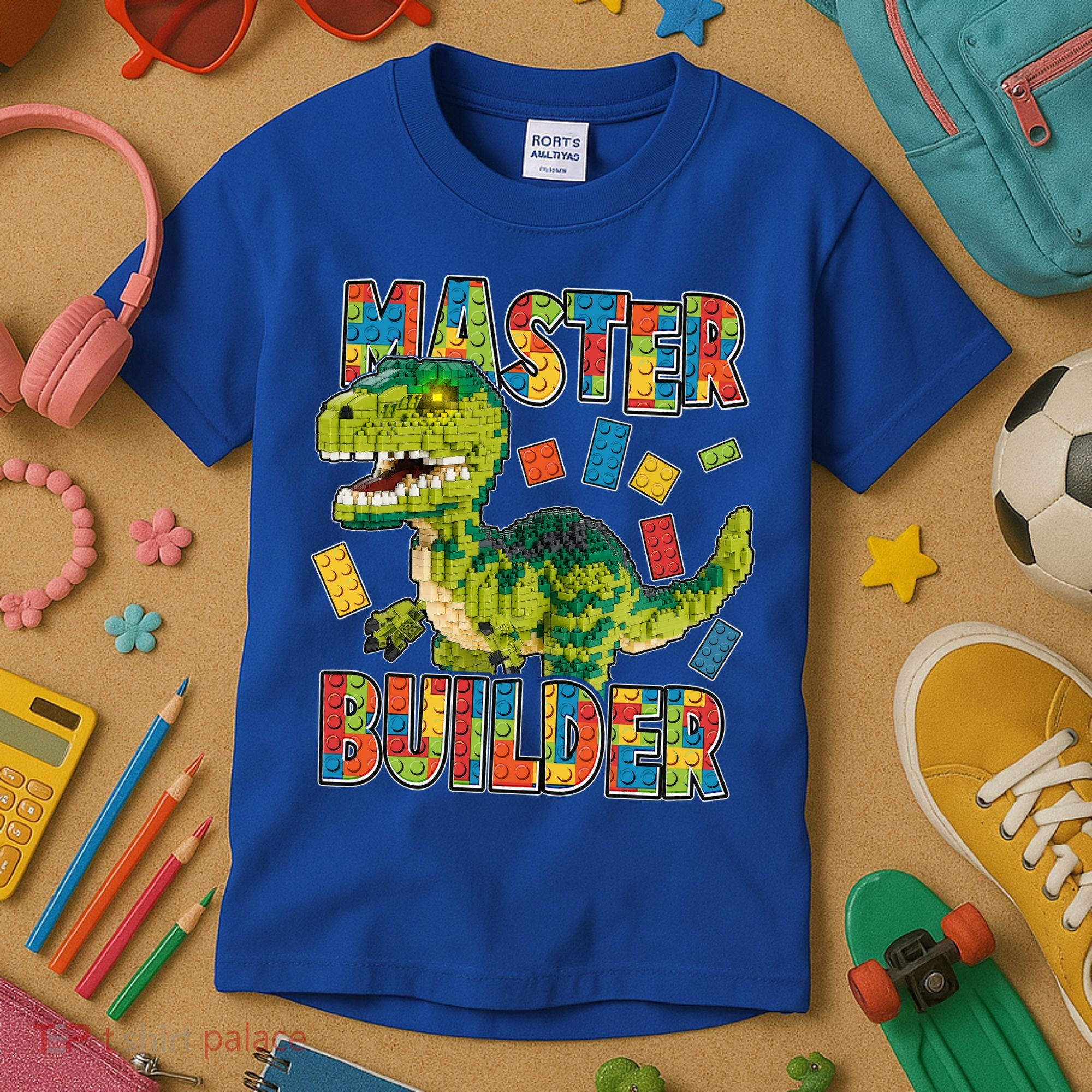 Master Builder T-Rex Dinosaur Kids T-Shirt