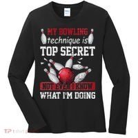 My Bowling Technique Is Top Secret Funny Bowling Bowler Women's Long Sleeve Shirt thumb 0