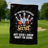 My Bowling Technique Is Top Secret Funny Bowling Bowler Golf Towel thumb 1
