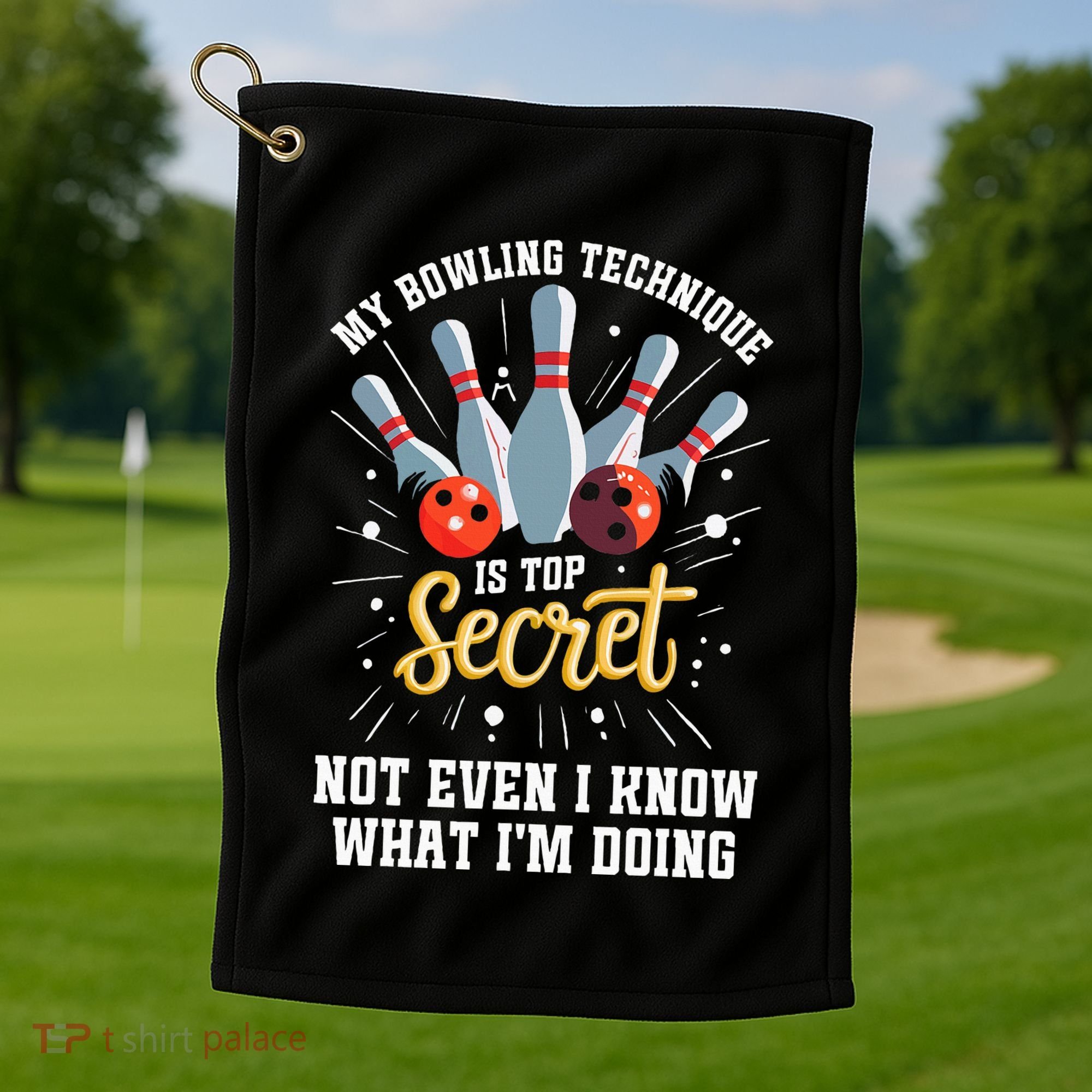 My Bowling Technique Is Top Secret Funny Bowling Bowler Golf Towel