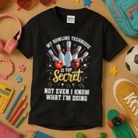My Bowling Technique Is Top Secret Funny Bowling Bowler Kids T-Shirt thumb 3
