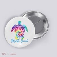 Myrtle Beach Tie Dye Sea Turtle Matching Family Vacation Button thumb 0