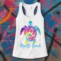 Myrtle Beach Tie Dye Sea Turtle Matching Family Vacation Women's Tank Top thumb 3