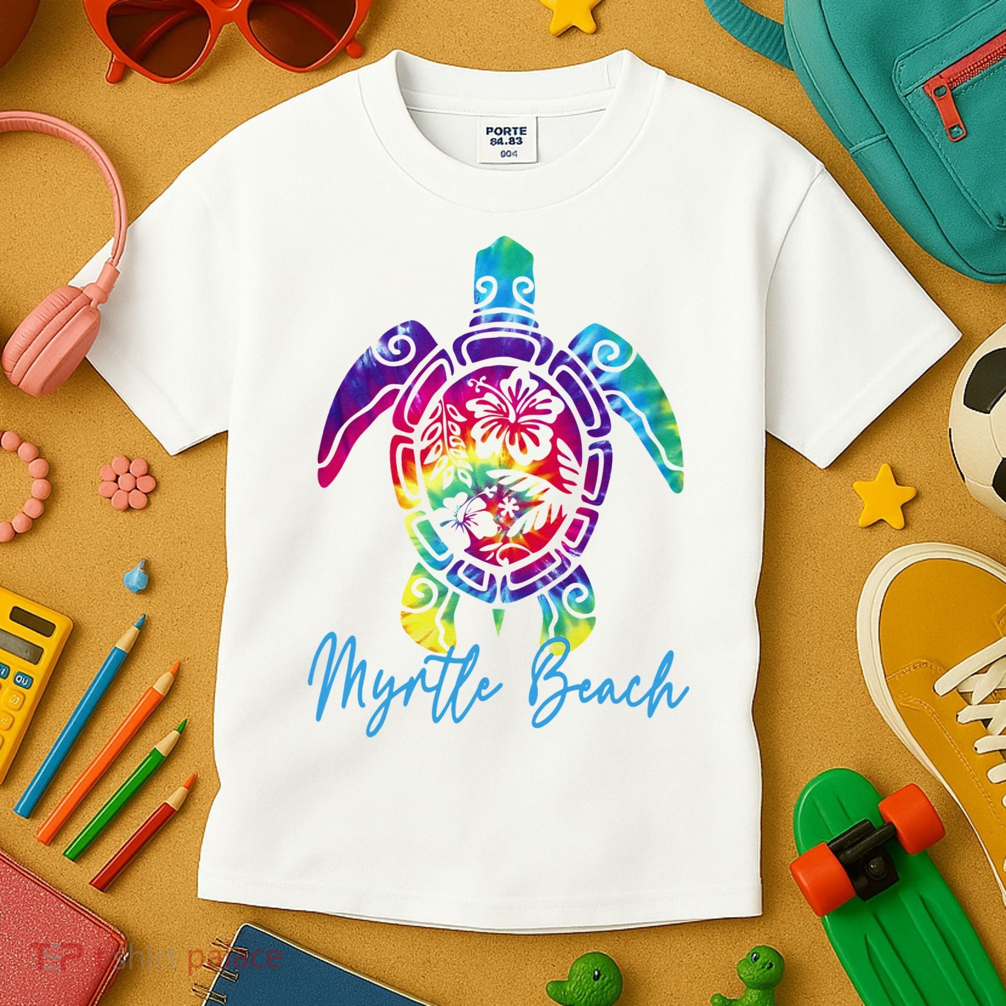 Myrtle Beach Tie Dye Sea Turtle Matching Family Vacation Kids T-Shirt