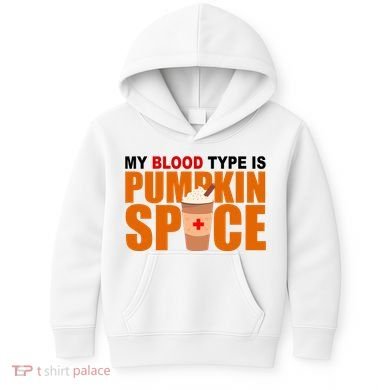 My Blood Type Is Pumpkin Spice Funny Fall Kids Hoodie
