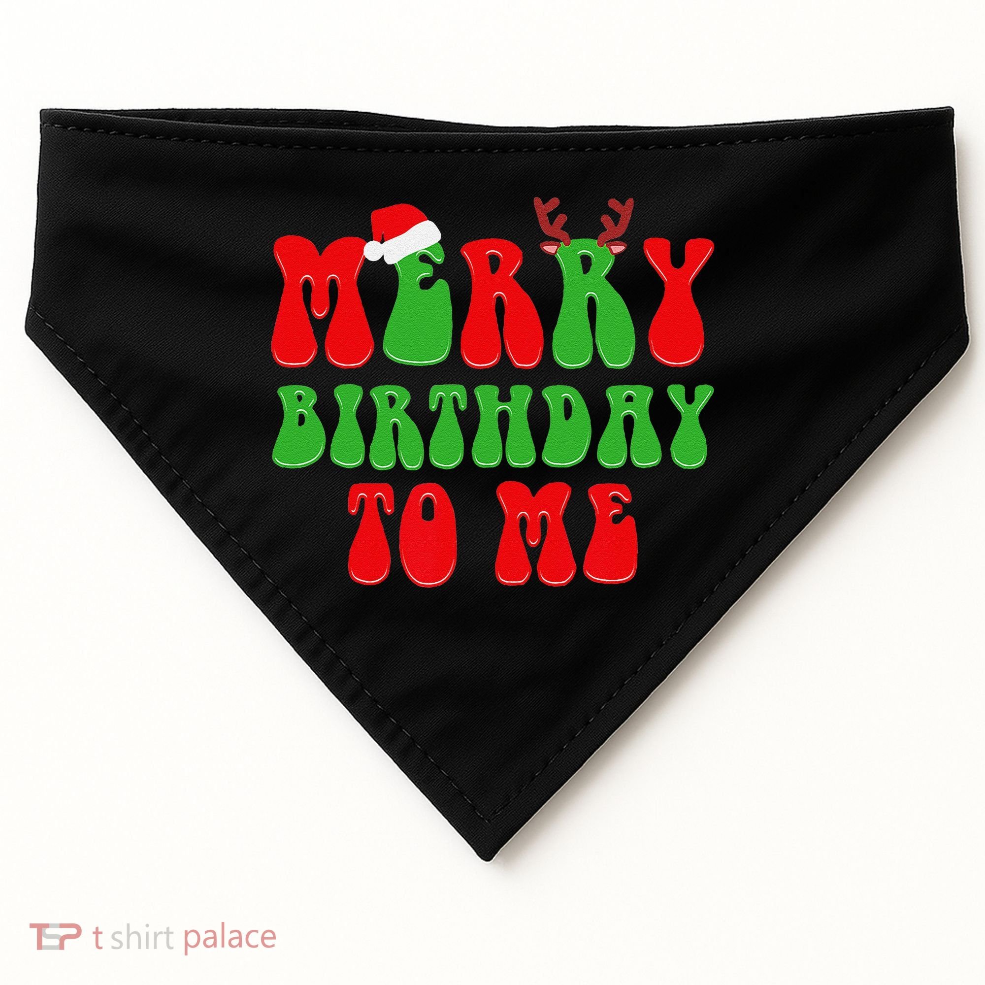 Merry Birthday To Me Funny Born On Christmas Day USA-Made Doggie Bandana