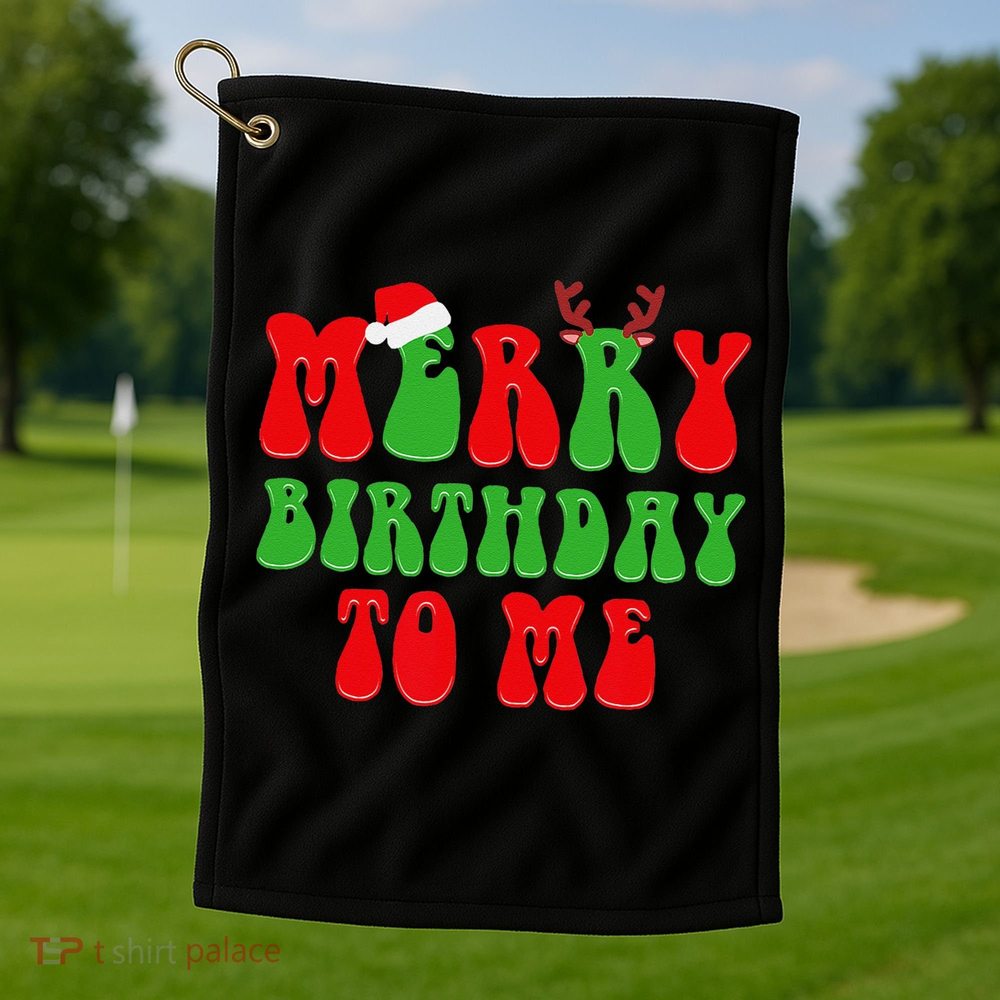 Merry Birthday To Me Funny Born On Christmas Day Golf Towel
