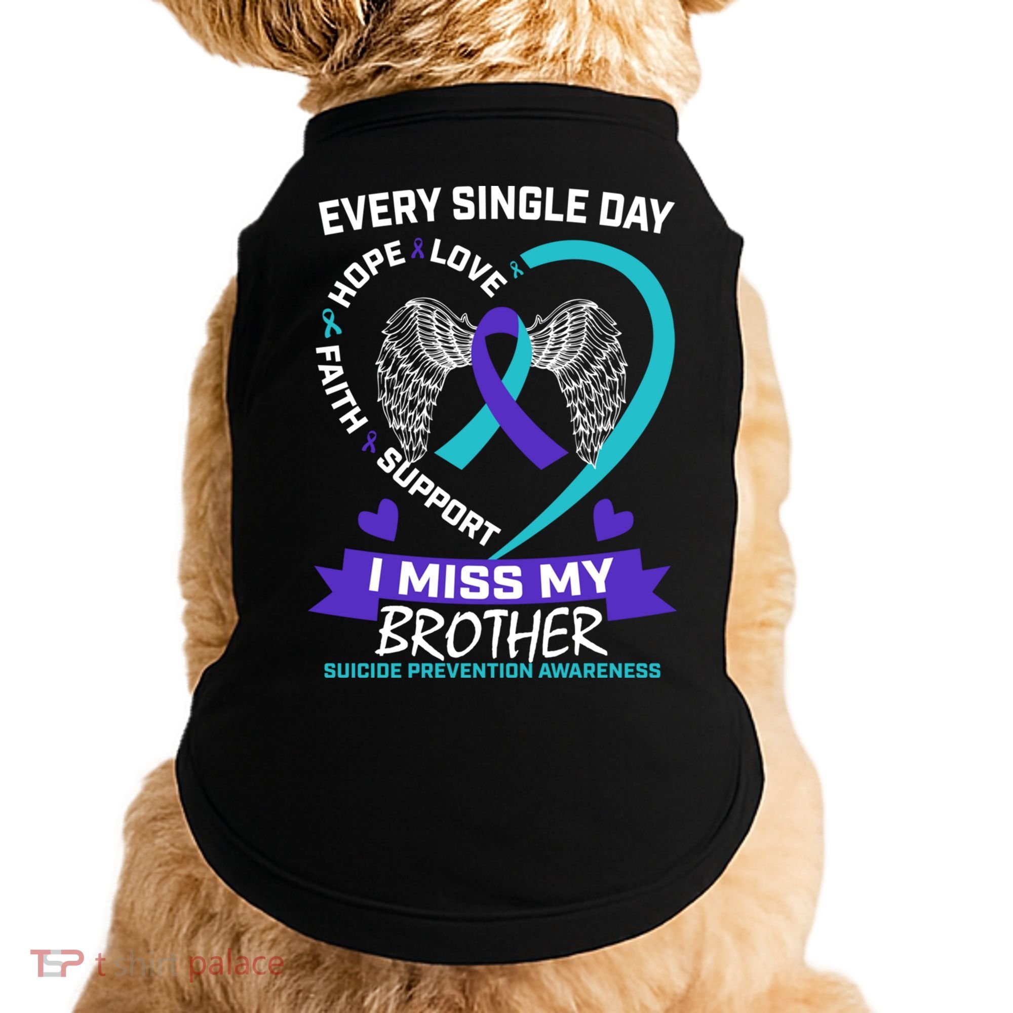 Miss Brother Teal Purple Suicide Awareness Prevention Heart Cool Gift Doggie Tank