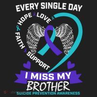 Miss Brother Teal Purple Suicide Awareness Prevention Heart Cool Gift Beanie thumb 2
