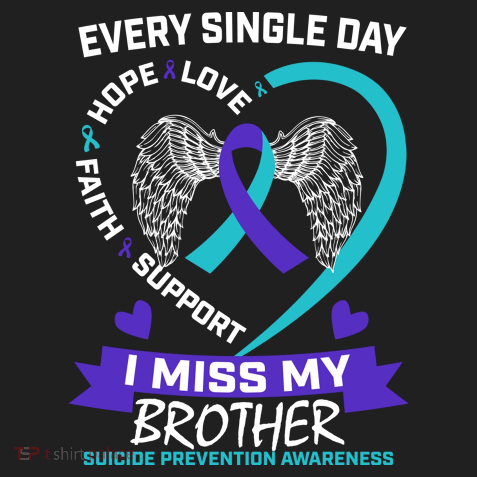 Miss Brother Teal Purple Suicide Awareness Prevention Heart Cool Gift Golf Towel