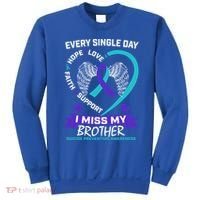 Miss Brother Teal Purple Suicide Awareness Prevention Heart Cool Gift Sweatshirt thumb 0