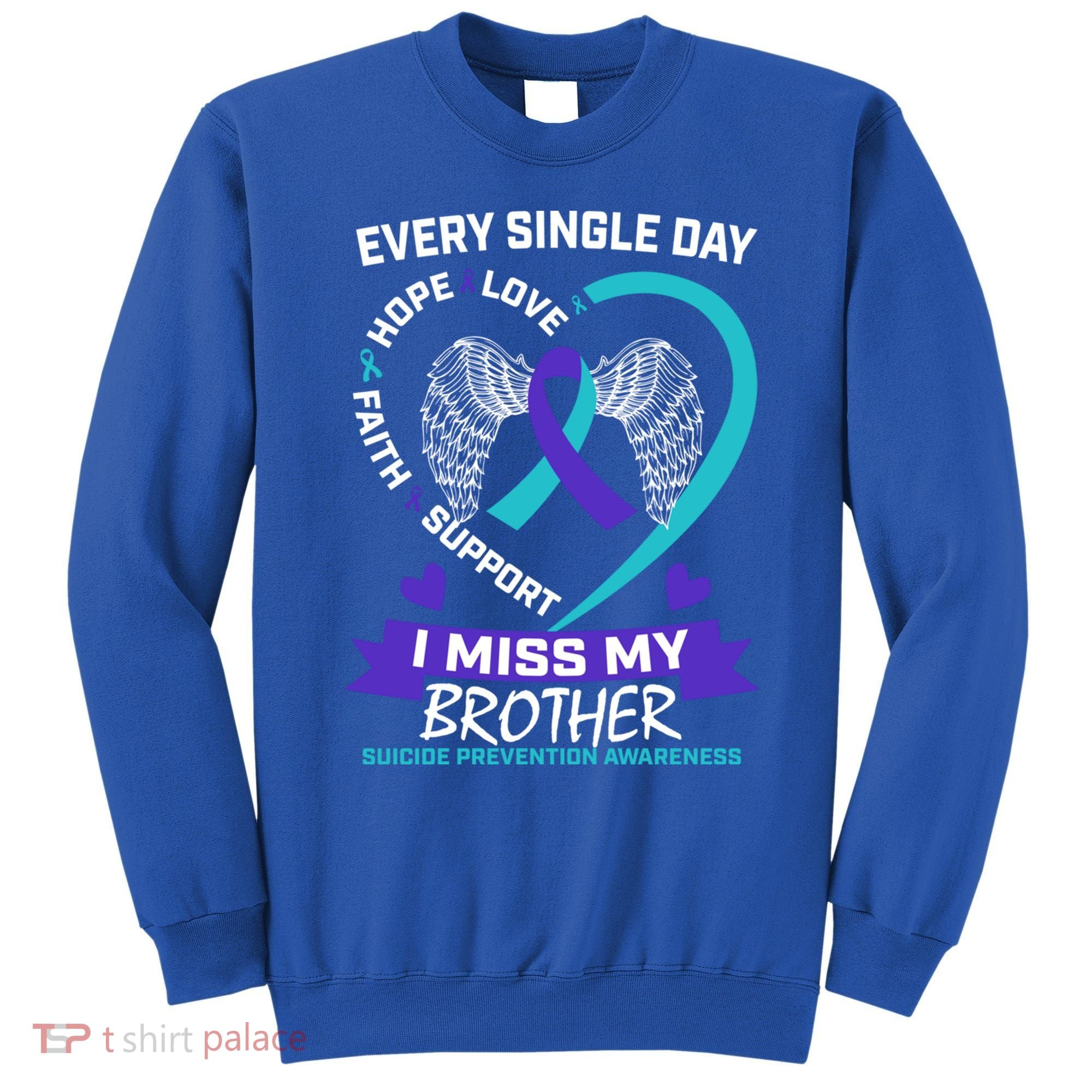 Miss Brother Teal Purple Suicide Awareness Prevention Heart Cool Gift Sweatshirt