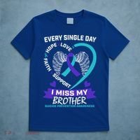 Miss Brother Teal Purple Suicide Awareness Prevention Heart Cool Gift T-Shirt thumb 5