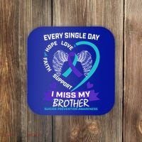 Miss Brother Teal Purple Suicide Awareness Prevention Heart Cool Gift Coaster thumb 0