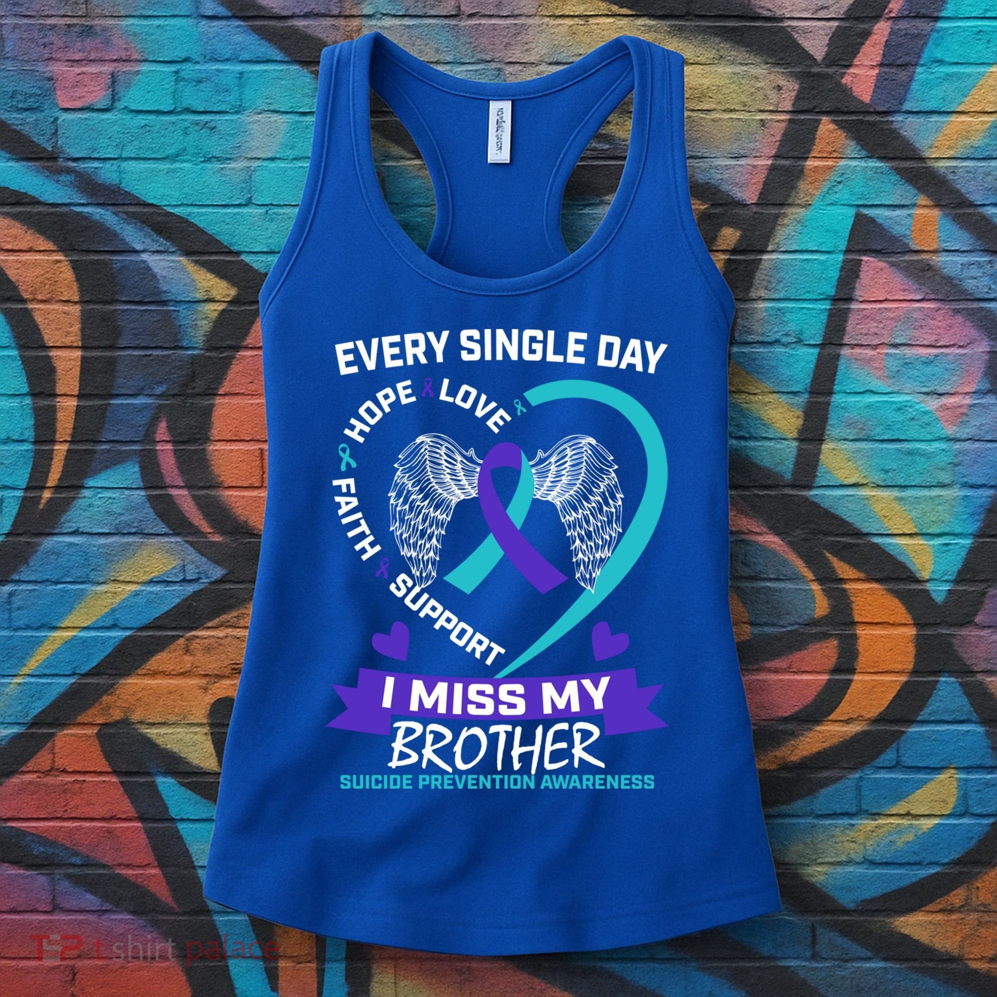 Miss Brother Teal Purple Suicide Awareness Prevention Heart Cool Gift Women's Tank Top