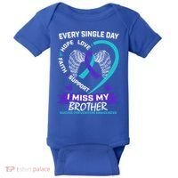 Miss Brother Teal Purple Suicide Awareness Prevention Heart Cool Gift Baby Bodysuit thumb 0