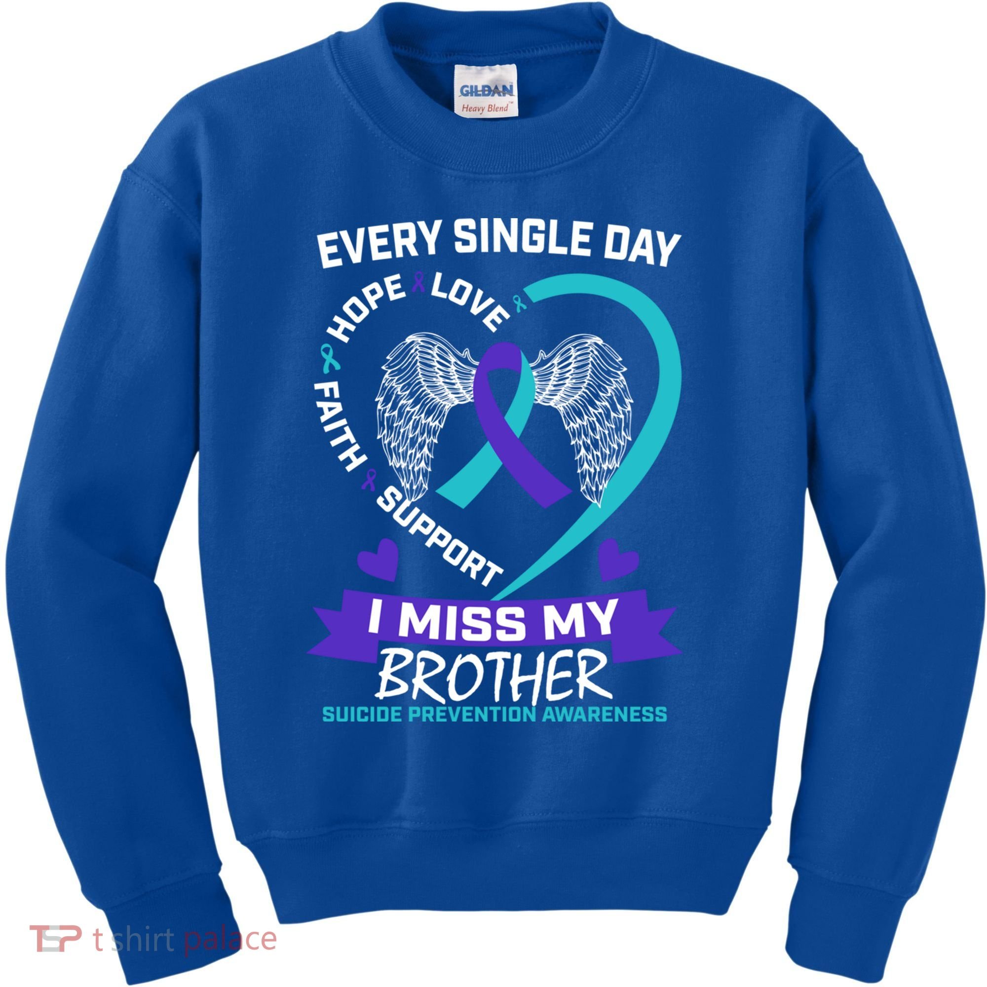 Miss Brother Teal Purple Suicide Awareness Prevention Heart Cool Gift Kids Sweatshirt