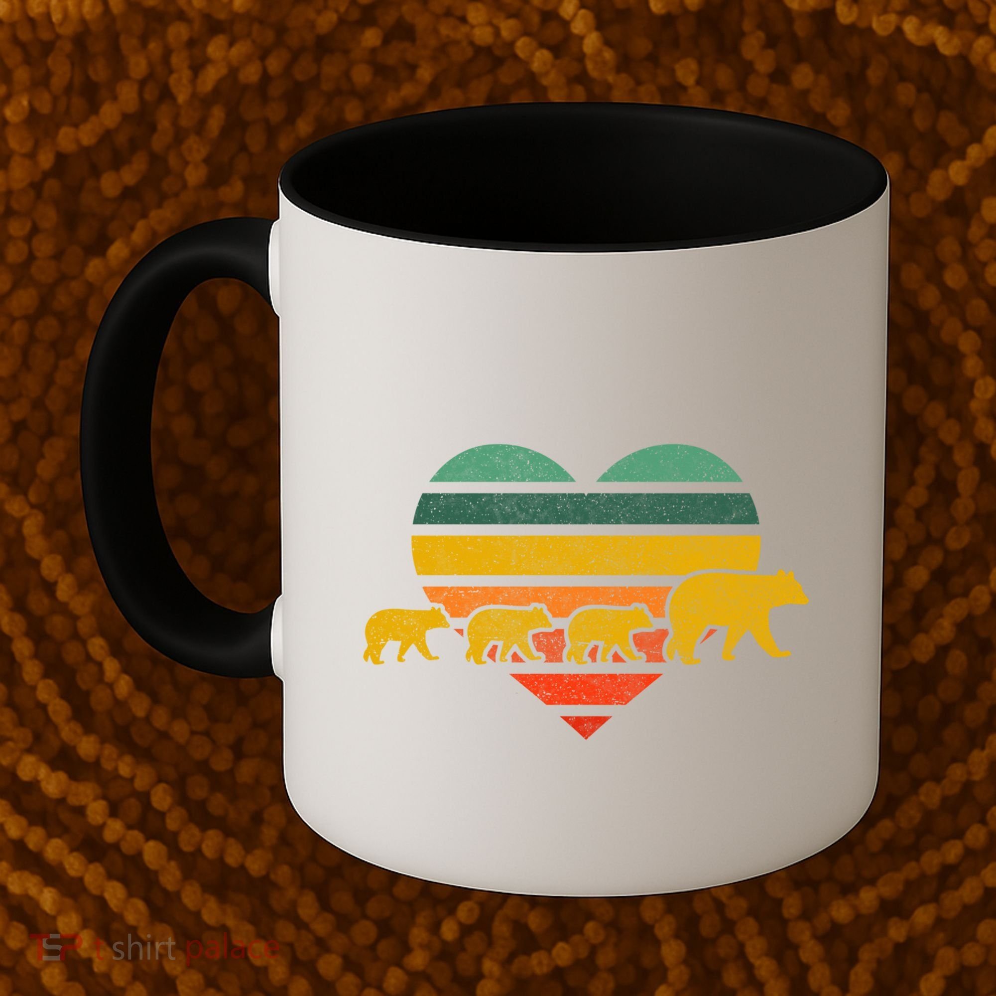 Mama Bear Three Cubs Retro Heart Mothers Day Gift Funny Gift Coffee Mug