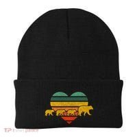 Mama Bear Three Cubs Retro Heart Mothers Day Gift Funny Gift Beanie thumb 0
