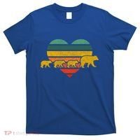 Mama Bear Three Cubs Retro Heart Mothers Day Gift Funny Gift T-Shirt thumb 0