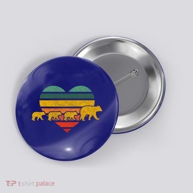 Mama Bear Three Cubs Retro Heart Mothers Day Gift Funny Gift Button