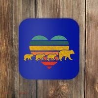 Mama Bear Three Cubs Retro Heart Mothers Day Gift Funny Gift Coaster thumb 0