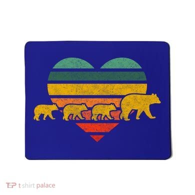 Mama Bear Three Cubs Retro Heart Mothers Day Gift Funny Gift Mousepad