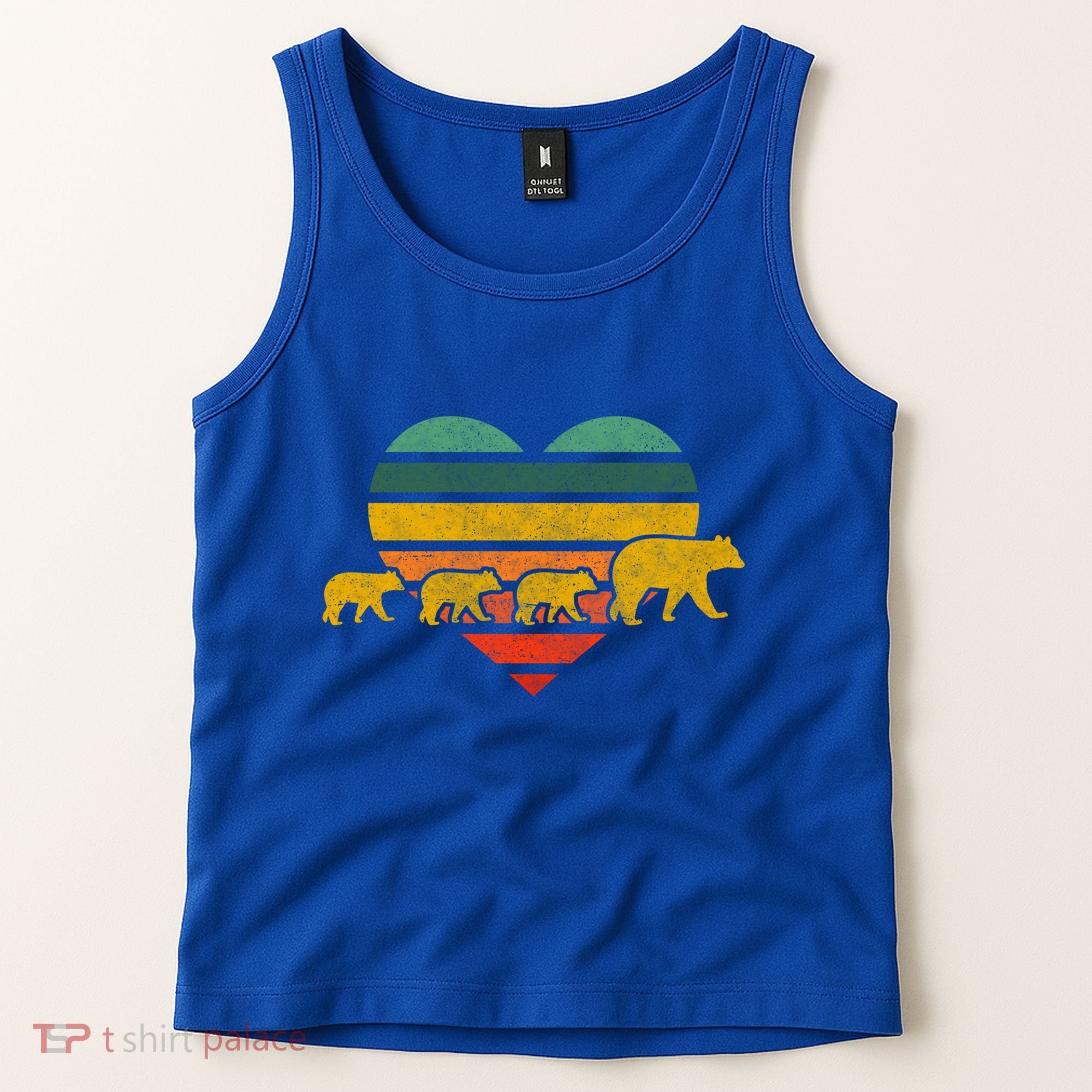 Mama Bear Three Cubs Retro Heart Mothers Day Gift Funny Gift Tank Top