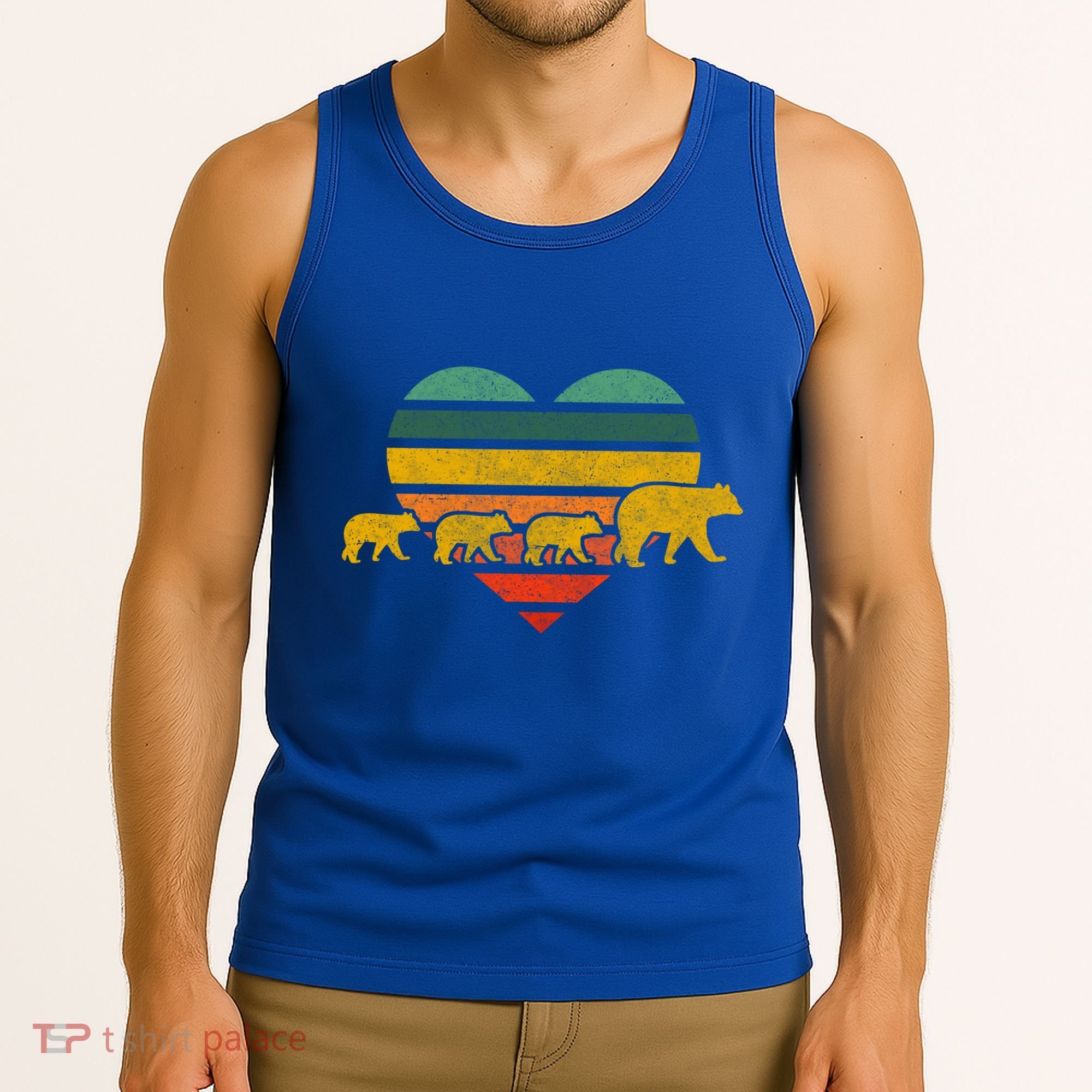 Mama Bear Three Cubs Retro Heart Mothers Day Gift Funny Gift Tank Top