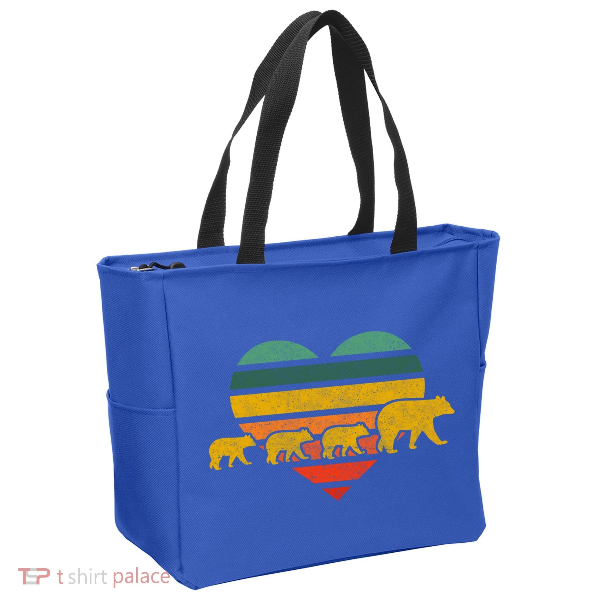 Mama Bear Three Cubs Retro Heart Mothers Day Gift Funny Gift Tote Bag